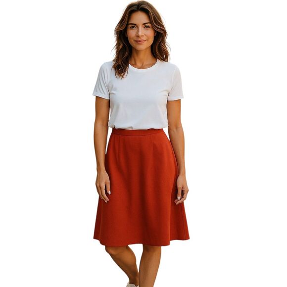 David Craig Red Midi A-Line Skirt w/ Pockets - Picture 1 of 6